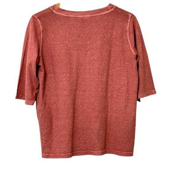 Poetry NWT V-Neck T-Shirt Hemp Organic Cotton Blend Coral Pink Boxy Size US 10 - Picture 3 of 6